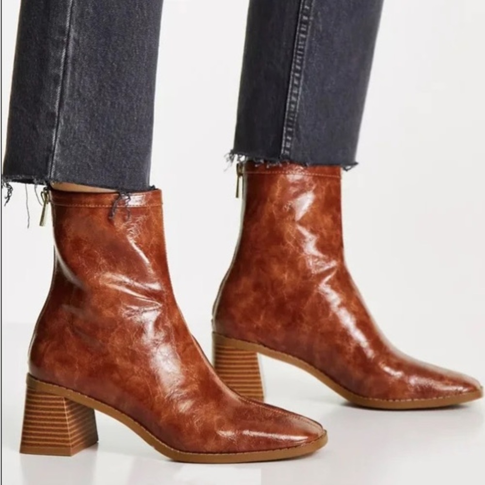 ASOS Design Raider Brown Leather Ankle Boots
